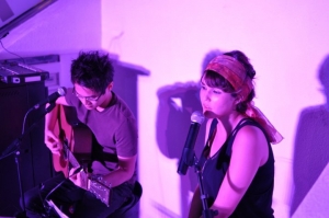 Rebecca and Ian performing at Five Bar